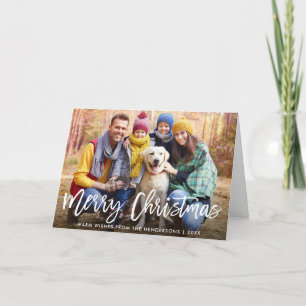 Cartes Pour Fêtes Annuelles Brush Script Star Photo Joyeux Noël Plié