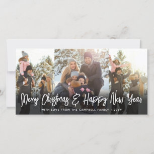 Cartes Pour Fêtes Annuelles Brushed White Script Noël & Nouvel An 2 Photo