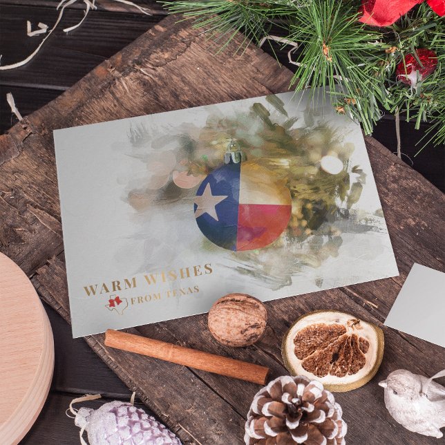 Cartes Pour Fêtes Annuelles Brushstroke Texas Drapeau de Noël Ornement Art Hol (Créateur téléchargé)