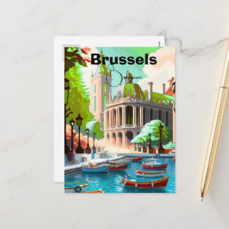 Cartes Pour Fêtes Annuelles Brussels Travel Art postcard, Belgium Travel Art, 