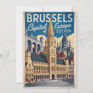 Cartes Pour Fêtes Annuelles Bruxelles Belgique Rétro Ciel Ville Voyage