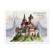 Bucarest Roumanie | Art aquarelle de la vieille vi