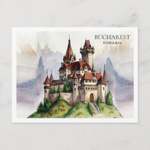 Cartes Pour Fêtes Annuelles Bucarest Roumanie   Art aquarelle de la vieille vi