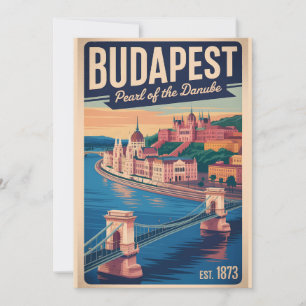 Cartes Pour Fêtes Annuelles Budapest Hongrie Rétro Skyline Paysage Urbain Voya