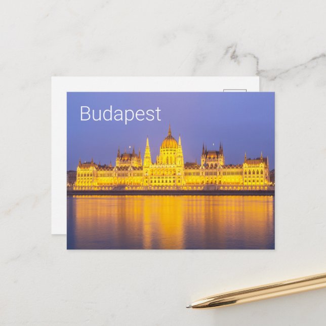 Cartes Pour Fêtes Annuelles Budapest Parlement Panorama Hongrie (Devant/Arrière en situation)