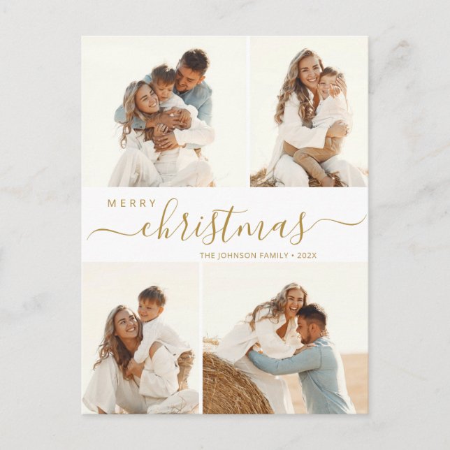 Cartes Pour Fêtes Annuelles Budget 4 Collage photo Script Noël (Devant)