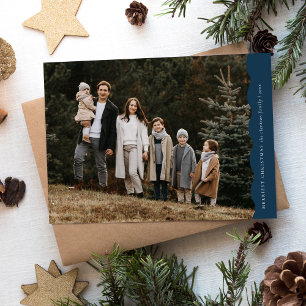 Cartes Pour Fêtes Annuelles Budget bleu moderne Vague deux photos Noël