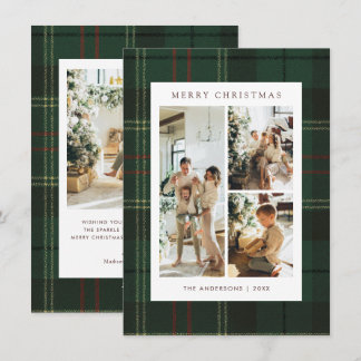 Cartes Pour Fêtes Annuelles Budget Classique Plaid Vert 4 Photo Noël