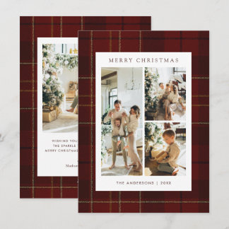 Cartes Pour Fêtes Annuelles Budget Classique Rouge Carreaux 4 Photo Noël