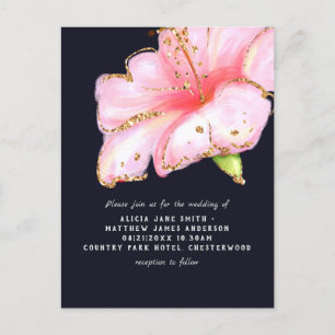 Cartes Pour Fêtes Annuelles Budget Marine Blue Rose Gold Floral Mariage Invite