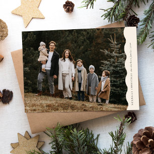 Cartes Pour Fêtes Annuelles Budget Neutre moderne Vague Deux photos Noël