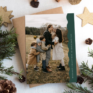 Cartes Pour Fêtes Annuelles Budget Vert moderne Vague deux photos Noël