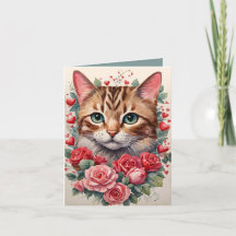 Buff Tabby Cat Purr-fect Valentine Card