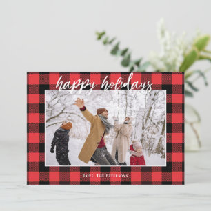 Cartes Pour Fêtes Annuelles Buffalo À damiers Flannel Rouge noir photo heureux