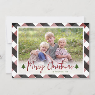 Cartes Pour Fêtes Annuelles Buffalo Check Plaid Photo Noël