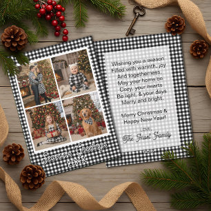 Cartes Pour Fêtes Annuelles Buffalo noir et blanc plaqué Nom et texte personna