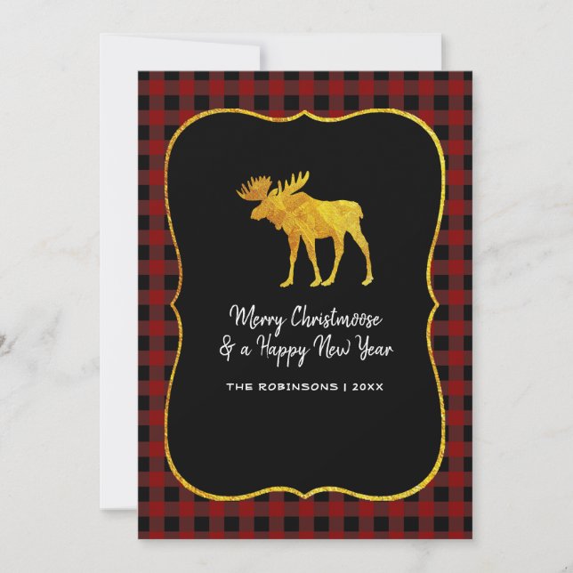 Cartes Pour Fêtes Annuelles Buffalo Plaid Chalkboard Foil Photo de Noël (Devant)