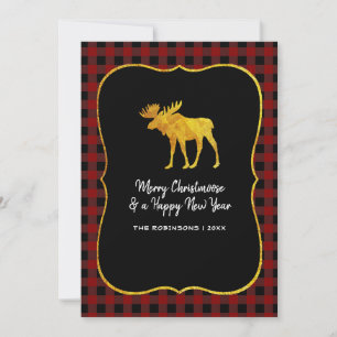 Cartes Pour Fêtes Annuelles Buffalo Plaid Chalkboard Foil Photo de Noël