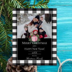 Cartes Pour Fêtes Annuelles Buffalo Plaid Christmas Cadeau Photo   Rose