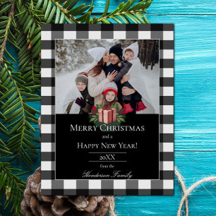 Cartes Pour Fêtes Annuelles Buffalo Plaid Christmas Cadeau Photo   Rouge