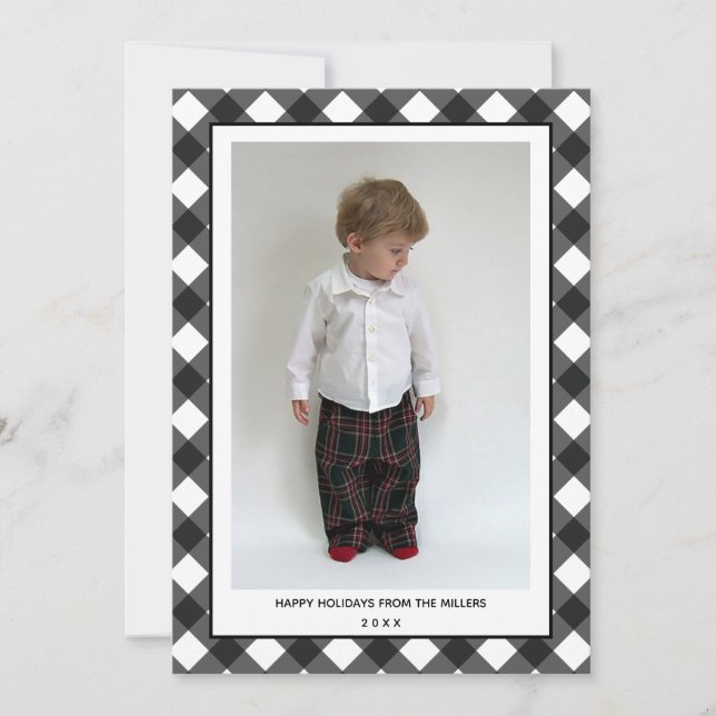 Cartes Pour Fêtes Annuelles Buffalo Plaid Happy Holidays Card pour Noël (Devant)