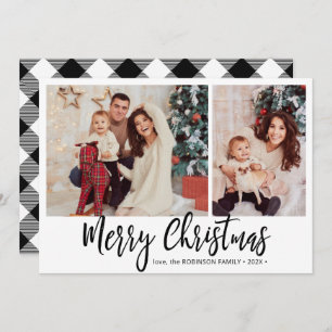Cartes Pour Fêtes Annuelles Buffalo Plaid Rustic 2 Photo Collage Noël