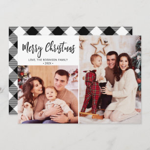 Cartes Pour Fêtes Annuelles Buffalo Plaid Rustic Photo Collage Noël