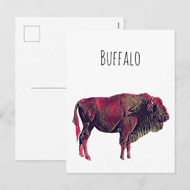 Cartes Pour Fêtes Annuelles Buffalo Portrait Design pour bison ou animal sauva (Devant / Derrière)