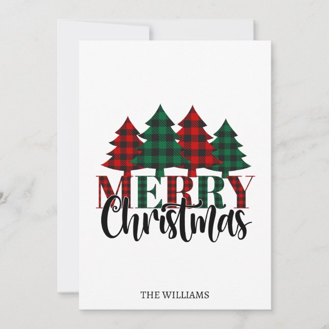 Cartes Pour Fêtes Annuelles Buffalo rouge et vert Planté Arbre de Noël Simple (Devant)
