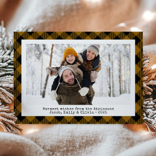 Cartes Pour Fêtes Annuelles Buffalo Rustique Plaid Photo Personnalisée Tan Noi
