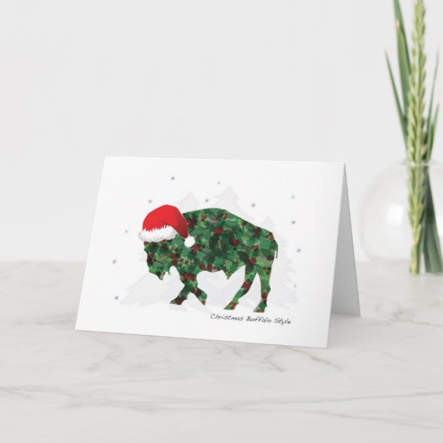 Cartes Pour Fêtes Annuelles Buffle de Noël (Devant)