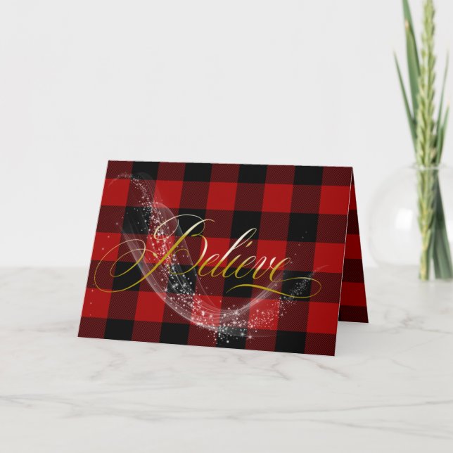 Cartes Pour Fêtes Annuelles Buffle de Noël plaid croire le texte (Devant)