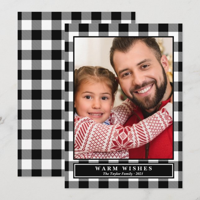 Cartes Pour Fêtes Annuelles Buffle Noir Plaid Wives Vertical Photo (Devant / Derrière)