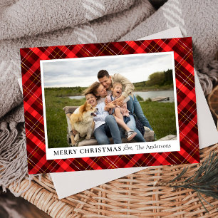 Cartes Pour Fêtes Annuelles Buffle personnalisé Plaid Christmas Family Photo
