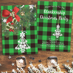 Cartes Pour Fêtes Annuelles Buffle vert Plaid Custom Christmas Tree Holiday