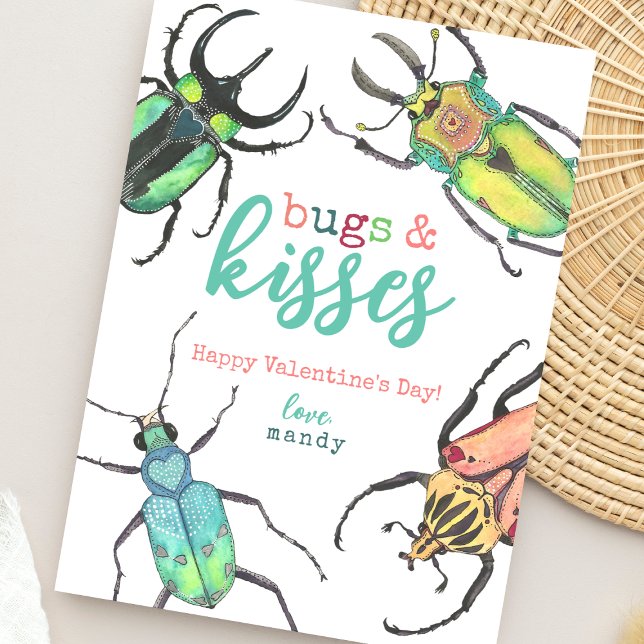 Cartes Pour Fêtes Annuelles Bugs amoureuses et bisous peinture à l'aquarelle S (Créateur téléchargé)