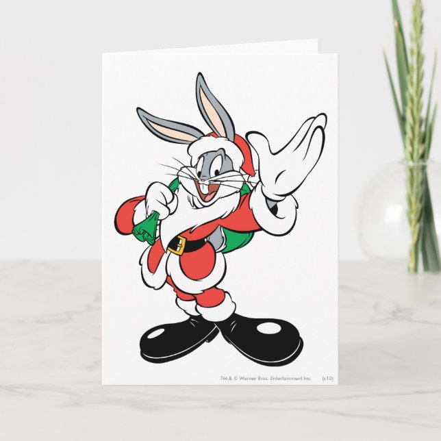 Cartes Pour Fêtes Annuelles BUGS BUNNY™ Père Noël faisant signe (Devant)