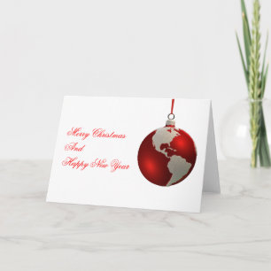 Cartes Pour Fêtes Annuelles Bulbe De Noël Avec Continents, Amériques
