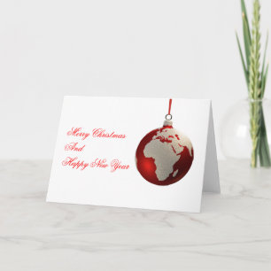 Cartes Pour Fêtes Annuelles Bulbe de Noël avec les continents, l'Europe et l'A