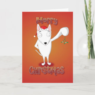 Cartes Pour Fêtes Annuelles bull-terrier anglais - gui - Joyeux Noël