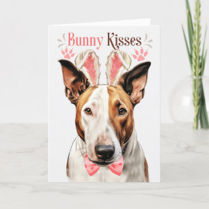 Cartes Pour Fêtes Annuelles Bull Terrier Chien à Bunny Oreilles pour Pâques
