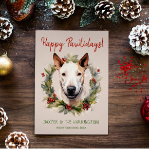 Cartes Pour Fêtes Annuelles Bull Terrier Chien Noël Joyeux Pawlidays