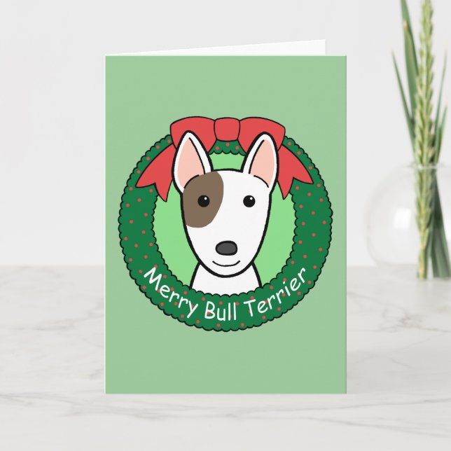 Cartes Pour Fêtes Annuelles Bull Terrier Noël (Devant)