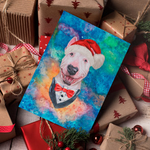 Cartes Pour Fêtes Annuelles Bull Terrier Race de Chien Noël