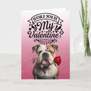 Cartes Pour Fêtes Annuelles Bulldog anglais avec rose Custom Valentine's Day