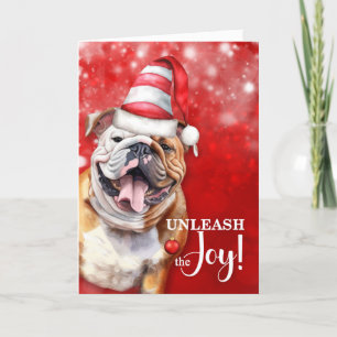 Cartes Pour Fêtes Annuelles Bulldog anglais dévoiler la joie Noël