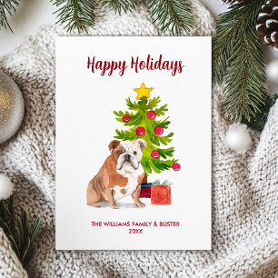 Cartes Pour Fêtes Annuelles Bulldog Anglais Famille Noël