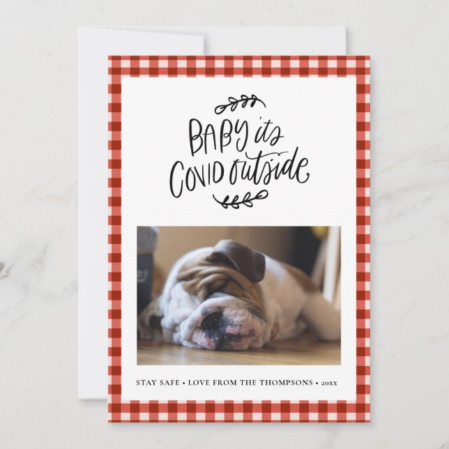 Cartes Pour Fêtes Annuelles BULLDOG | Bébé son COVID en dehors de Noël mignon (Devant)