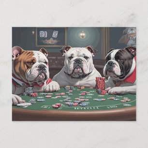 Cartes Pour Fêtes Annuelles Bulldogs playing poker