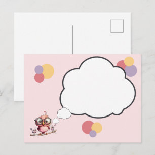 Cartes Pour Fêtes Annuelles Bulle de pensée de chouette mignonne